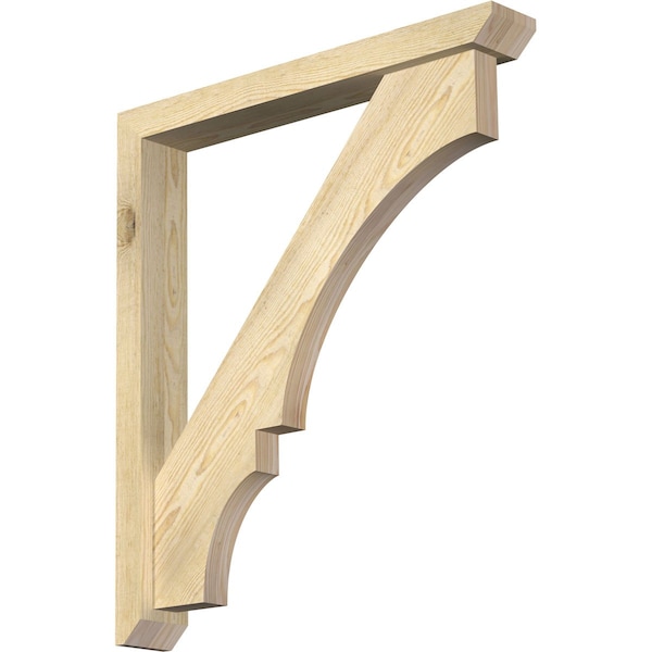 Ekena Millwork Balboa Slat Rough Sawn Bracket w/ Offset Brace, Douglas Fir, 4"W x 28"D x 32"H BKT0402X28X32BOA06RDF - main